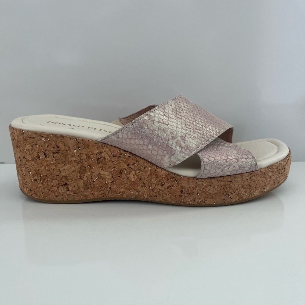 DONALD PLINER Jocelyn Platform Leather Wedge Sandal In Bone Sand NEW
